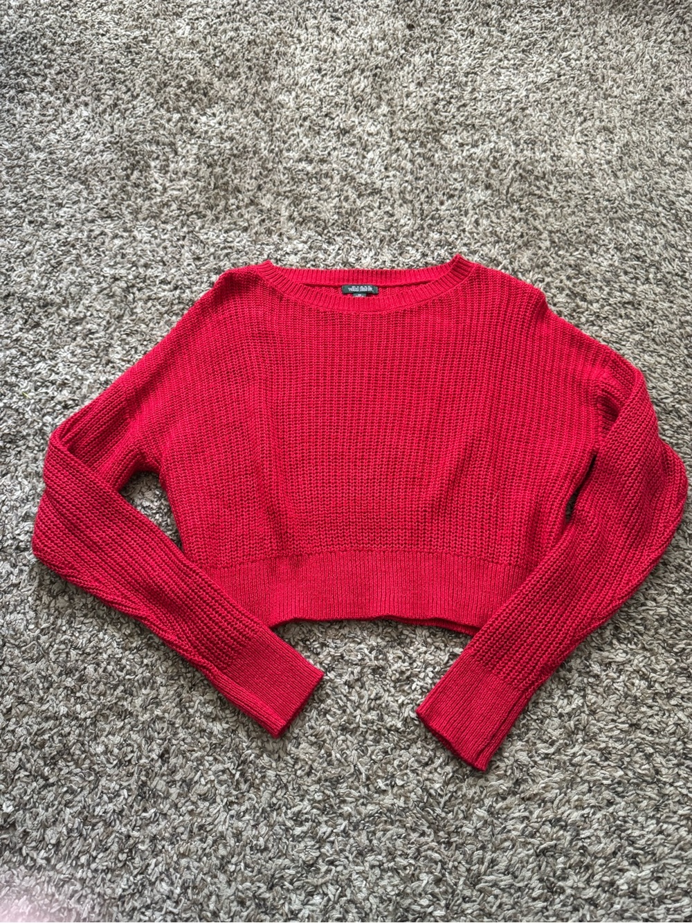 wild fable Red Cropped Crewneck Sweater